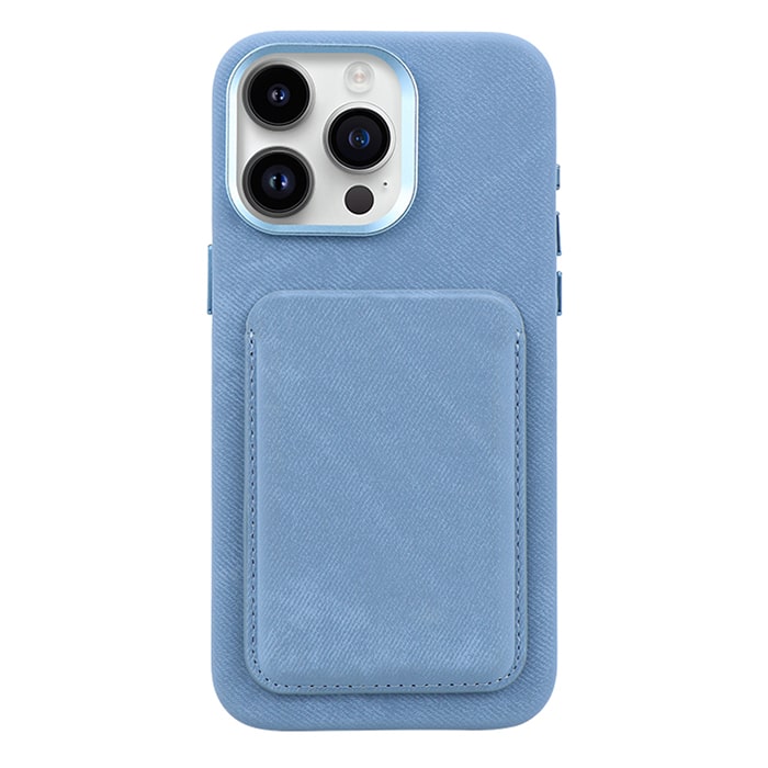 Denim Fabric Wallet Case For iPhone 15 Plus